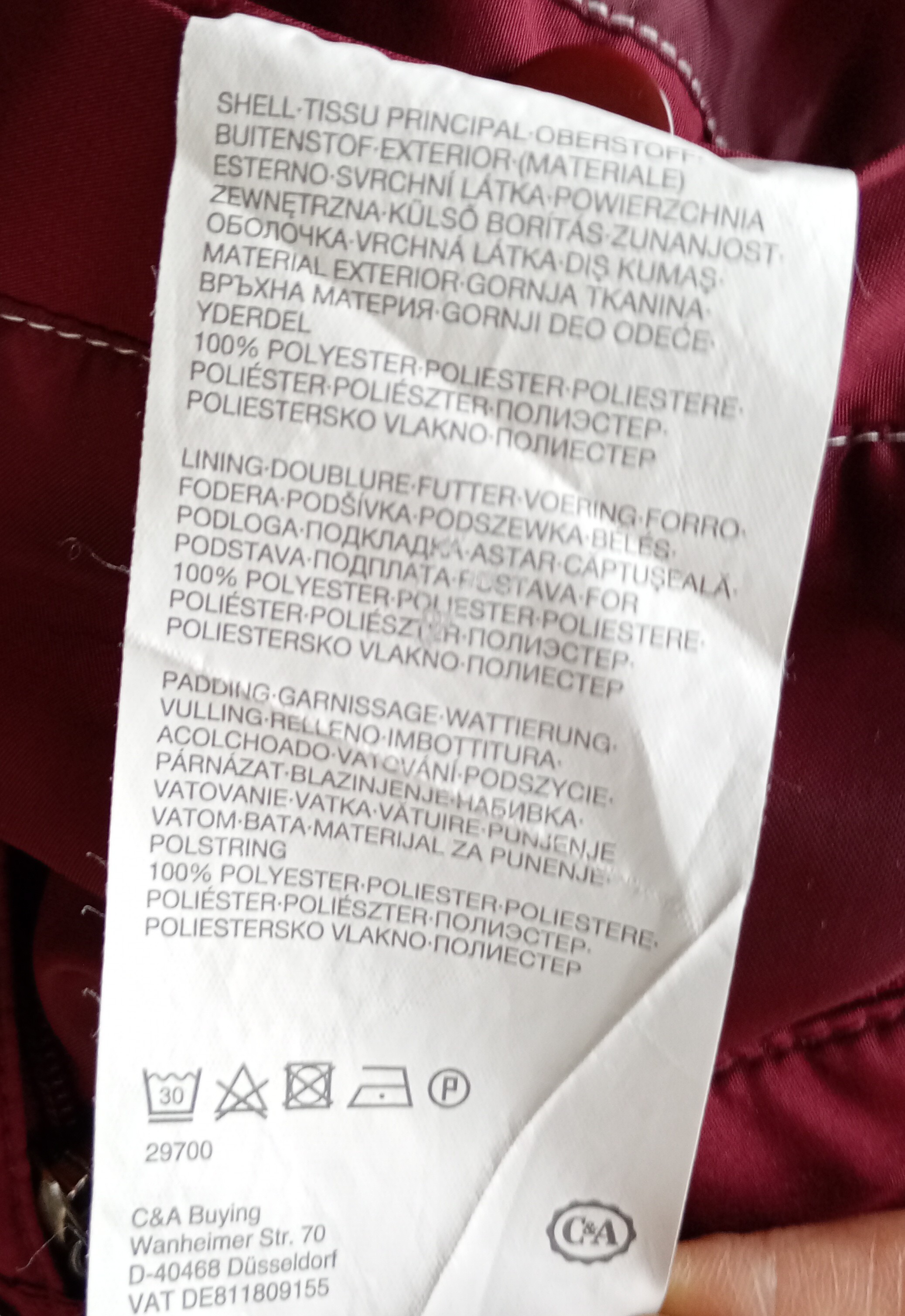 Zimní fialová bunda C&A