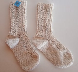 Krémové pletené ponožky 